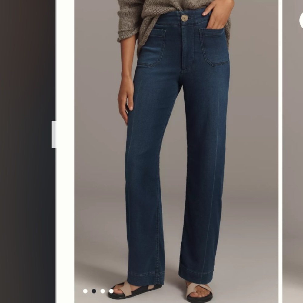 Colette Knit Full-Length Wide-Leg Jeans by Maeve
